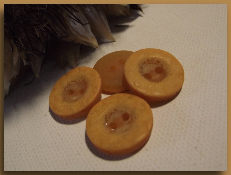 6 BOUTONS Orange Rouille ou Beige Texture rugueuse 18 mm 2 trous 1,8 cm image 1