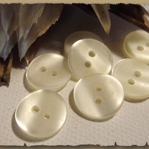 LOT 6 BUTTONS off-white pearl * 13 mm 1/2&quot; 2 holes 1.3 cm button haberdashery