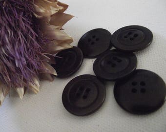 8 Boutons Brun  Noir NEUFS * 22 mm 2 trous * brown black button * 2,2 cm pour gilet veste robe costume