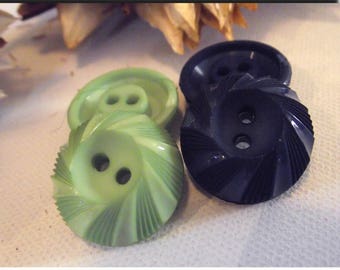 6 BOUTONS Vert ou Bleu foncé forme Volcan * 19 mm 1,9 cm * 2 trous * Button sewing