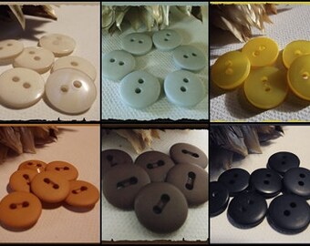 LOT 7 BOUTONS 14 mm couleurs au choix gris écru marron marine jaune *  2 trous 1,4 cm button mercerie 0,55 pouce