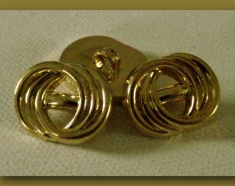 4 BOUTONS doré décor 3 cercles * 17/ 21 mm 2,1 cm pied queue * button black gilt lot