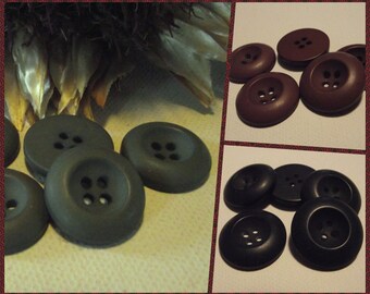 5 BUTTONS Bordeaux Gray or BLACK with central bowl * 22 mm * 4 holes * 2.2 cm haberdashery button