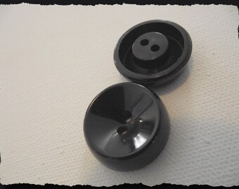 5 BOUTONS noir cuvette conique * 26 mm 1" 2,6 cm * 2 trous * black Button Sewing métal neuf 1 pouce