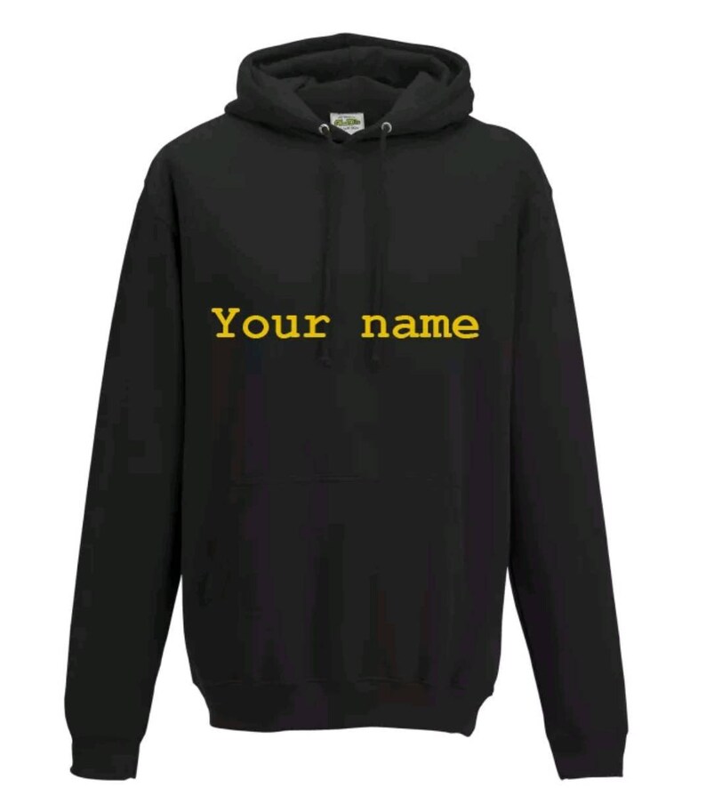 Adults Personalised New Basic Graphic arabic print your namelong sleeve black hoodyhooded tee with gold print