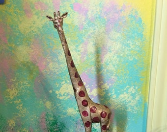 Vintage Home Interiors Giraffe figurine. Tall Art Deco Africa Safari Giraffe, New in box