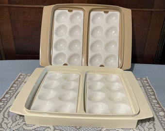 Vintage Tupperware Egg servers, Choose from tan or cream colored.  PreOwned in very good condition