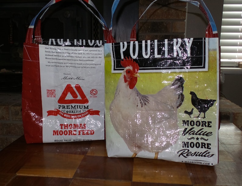 Chickens Repurposed Feed bag Tote