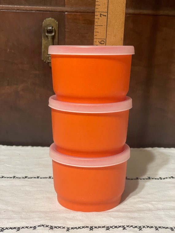 Vintage Tupperware Orange Containers With -