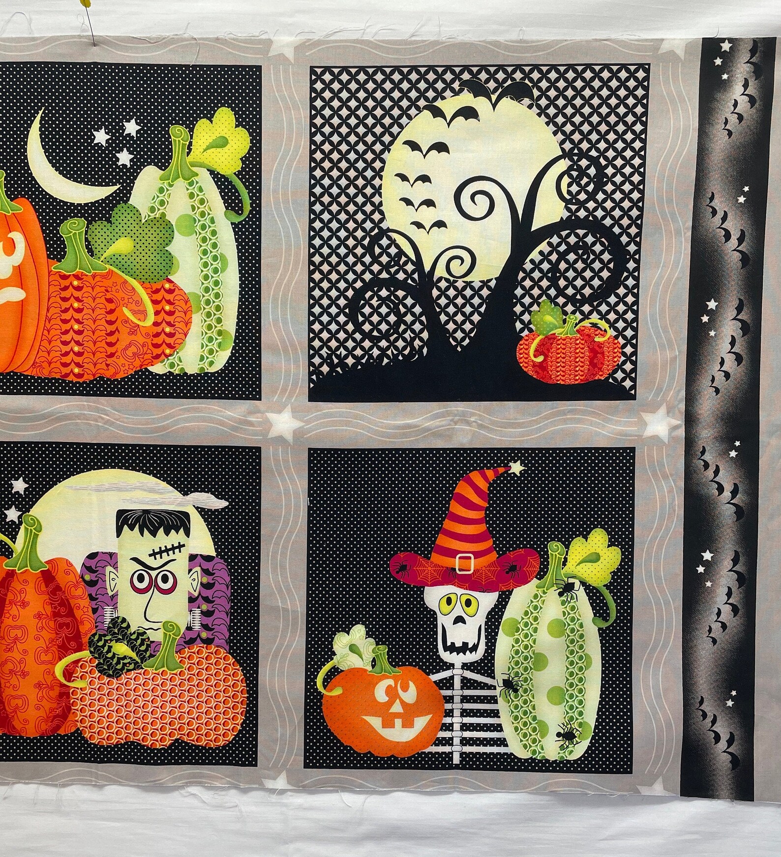 Colorful Halloween print fabric panel. 100cotton Etsy