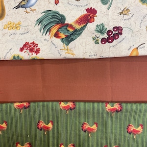 Chicken print fabric scraps, project leftovers, 100%cotton