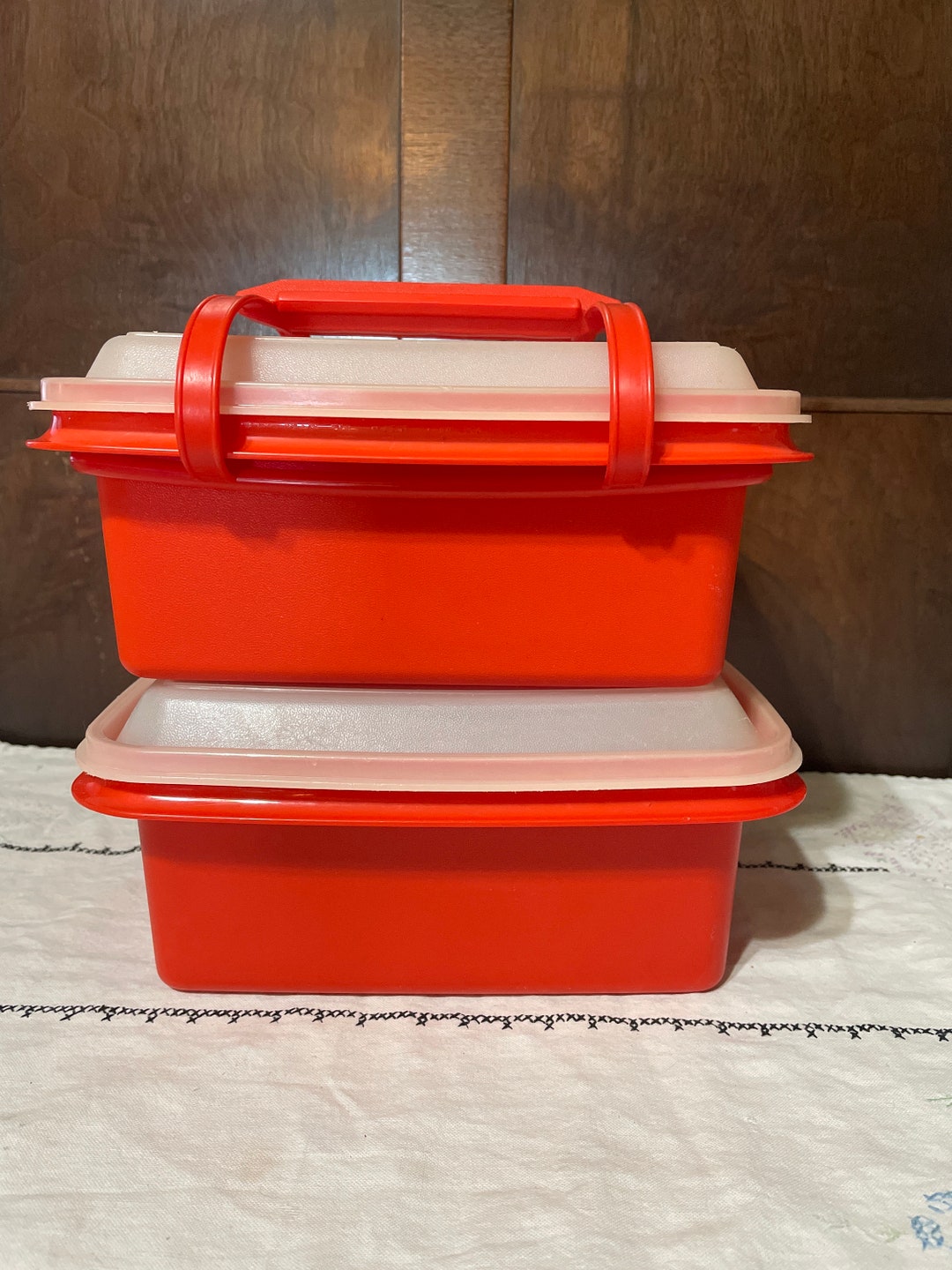 Vintage Red Tupperware Lunchbox, Food Storage Container, School, Lunch Box,  Office, Picnic Storage, Travel Box