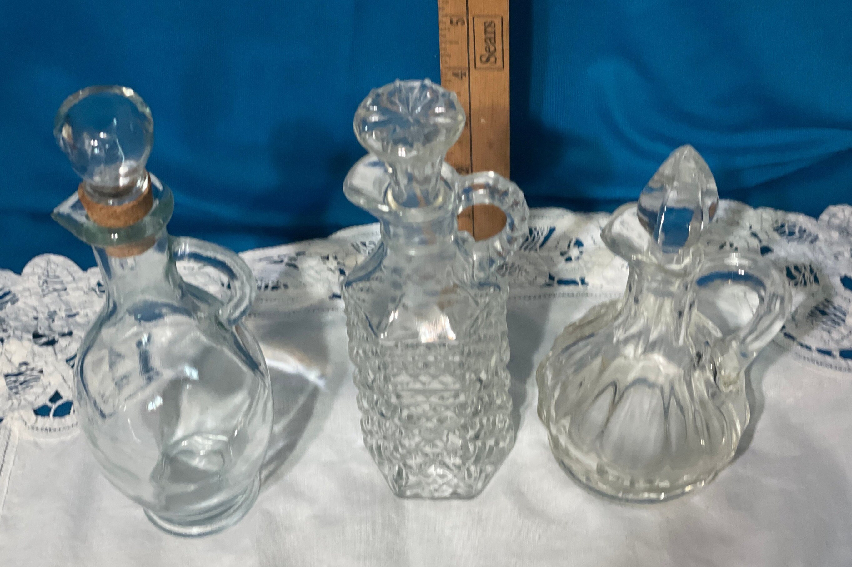 Vintage Clear Glass Cruets With Glass Stoppers. Various Sizes Etsy