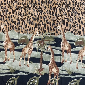Animal print, giraffe fabric with border, lightweight polyester fabric. Limited Supply