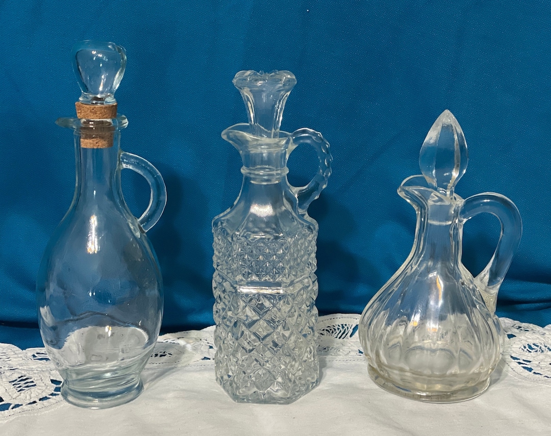 Vintage Clear Glass Cruets With Glass Stoppers. Various Sizes Etsy