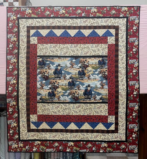 Roy Rogers custom made quilt, 72” x 79”, 100% cotton, custom machine quilted.  Western