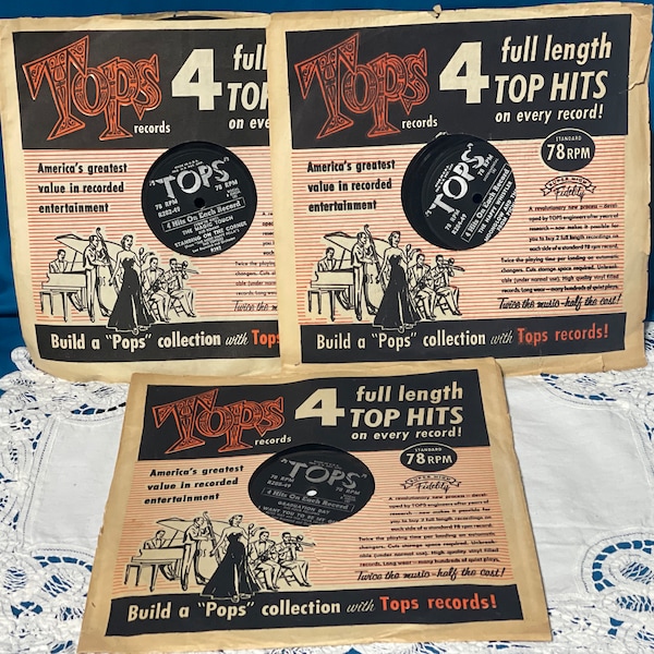 Vintage TOP’s label 78rpm 40’s ERA albums, set of 3