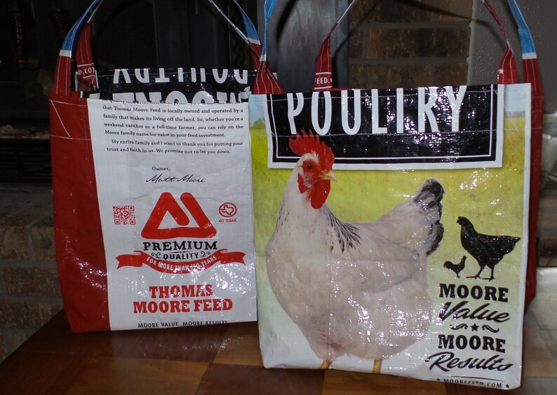 Chickens Repurposed Feed bag Tote