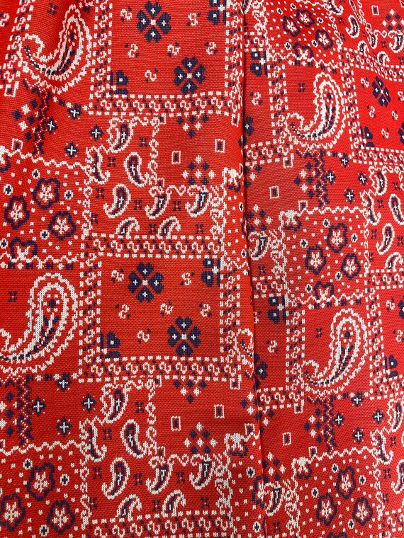 Vintage Double Knit Fabric, 70's Era, Red Bandanna Print Vintage Double Knit Fabric, 70's Era, Red Bandanna Print