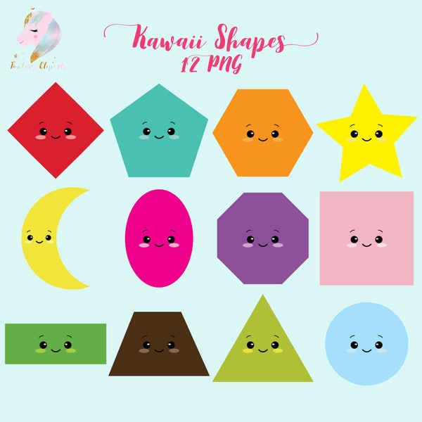 Kawaii shapes, kawaii clipart, shapes clip art, teachers clipart, kawaii stationery, kawaii supplies, sweet kawaii design, back to school, s