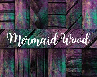 Mermaid wood, digital paper, wood textures, purple background, mint backgrounds, whimsical pattern, mermaid pastel, fantasy cliparts, mermai