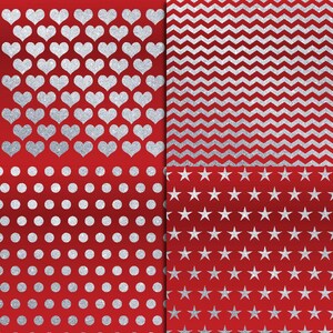 Royal Red & Silver, Digital Paper, Silver Glitter Pattern, Glitter ...