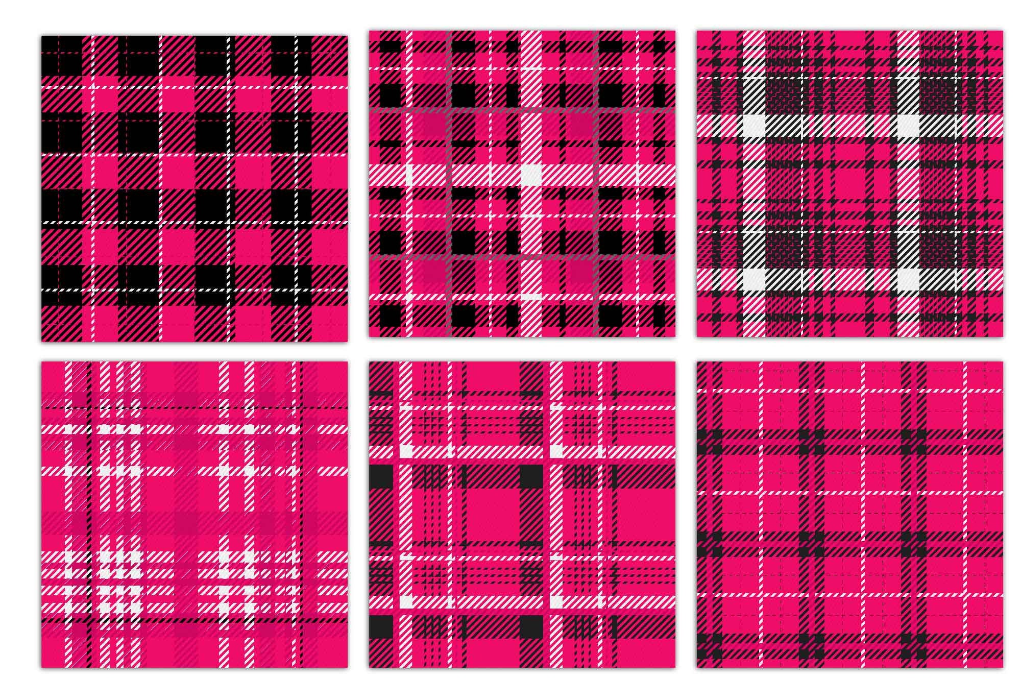 Hot pink plaid seamless patterns digital paper tartan Etsy