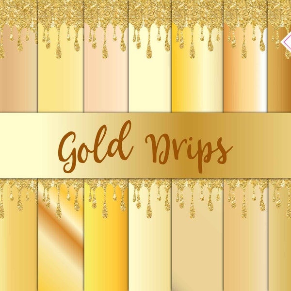 Gold drips, golden drippings, liquid glitter, digital paper, frosting textures, egg nog sepia, ivory royal banana, cream beige latte, mustar