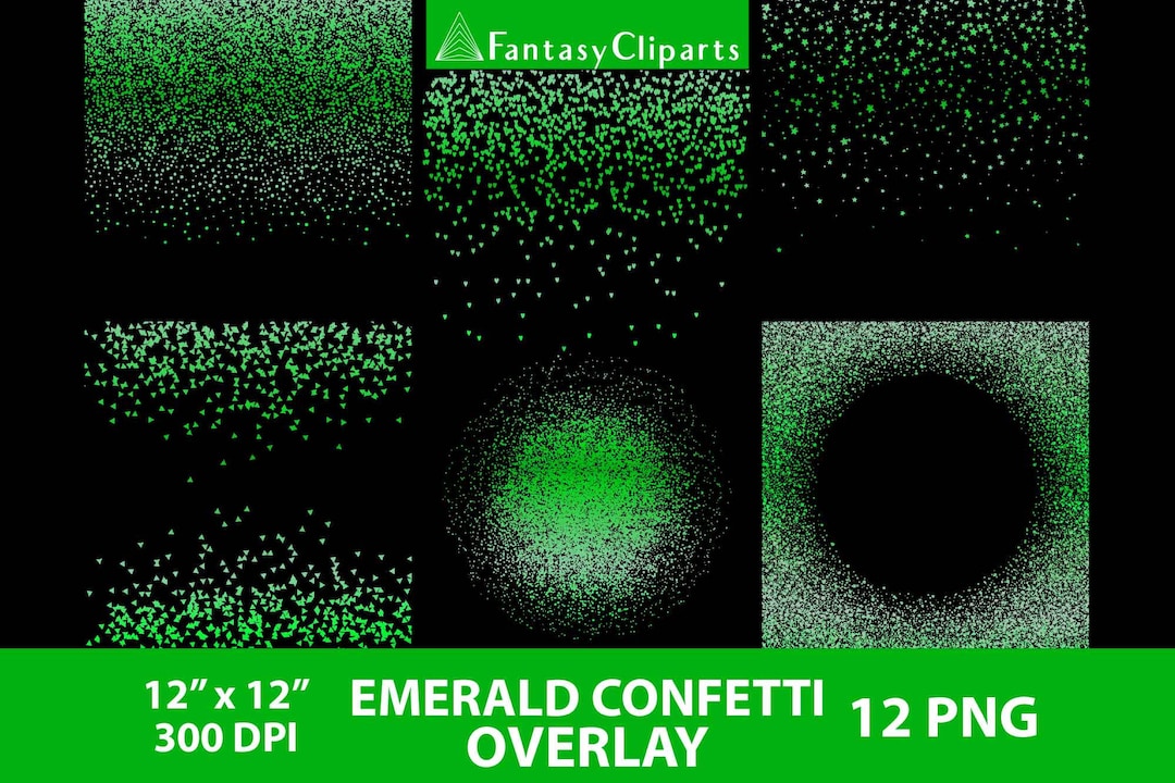 Emerald Confetti Overlay Clipart PNG Green Confetti Clip Art Halloween
