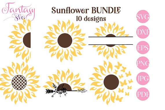 Download Sunflower Bundle Svg Cut Files Split Round Monogram Cricut Cutter American Flag Patriotic Sunflowers Boho Arrow Roses Butterflies Hea By Fantasy Cliparts Catch My Party