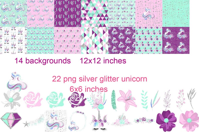 Unicorn huge bundle of clipart and digital paper, rainbow lace overlay png, unicorn textures and wood backgrounds, black and galaxy unicorns image 8