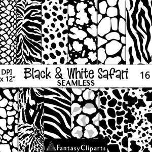 Papier numérique Safari Animal Print noir et blanc | Guépard Imprimer Sans couture Motif | Leopard Print Textures JPG | Arrière-plans de peau Afrique