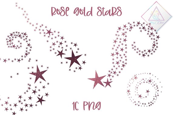 Rose gold stars, star swirls, quartz clipart, swirling celestial, astral stellar, christmas decor, falling stars, starry night, whimsical ma Il_570xn