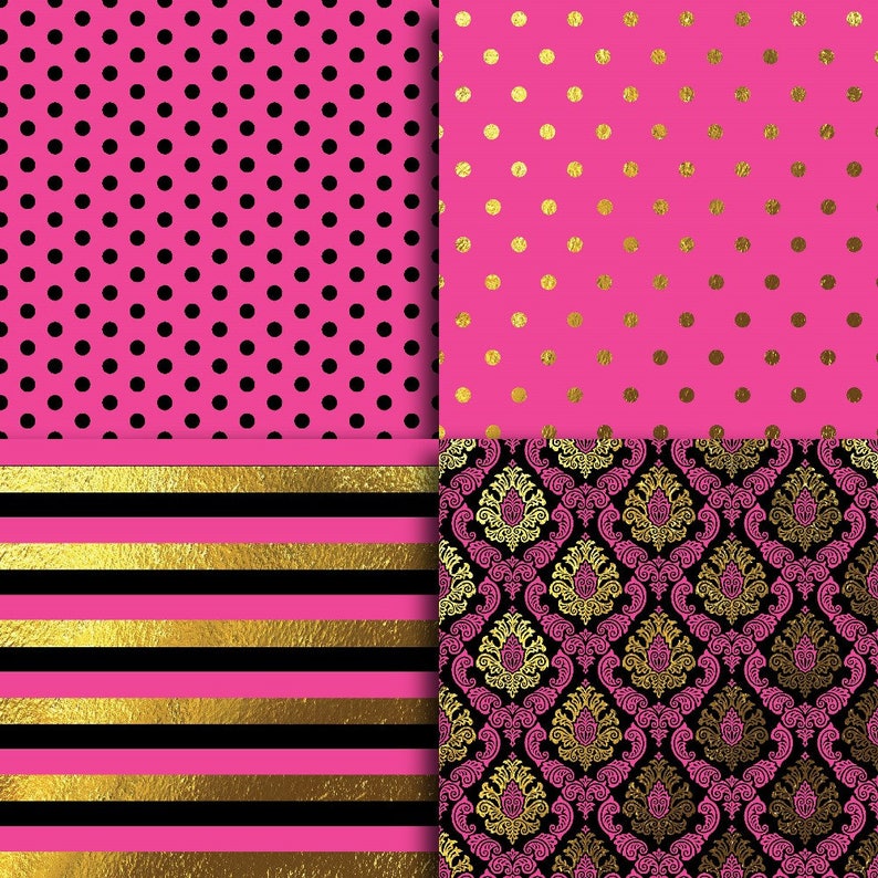 Fuchsia Backgrounds Gold Foil Textures Fuschia Scrapbook Etsy