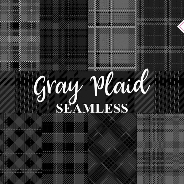 Gray plaid, black on black, tartan digital paper, grieving grief, funeral decoration, buffalo gingham, dark fabric twill, gothic check, flan