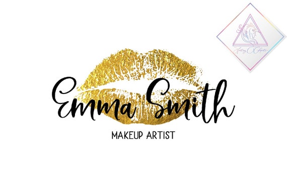 Makeup Artist Logo Logos And Branding Digital Lips Png Gold Etsy