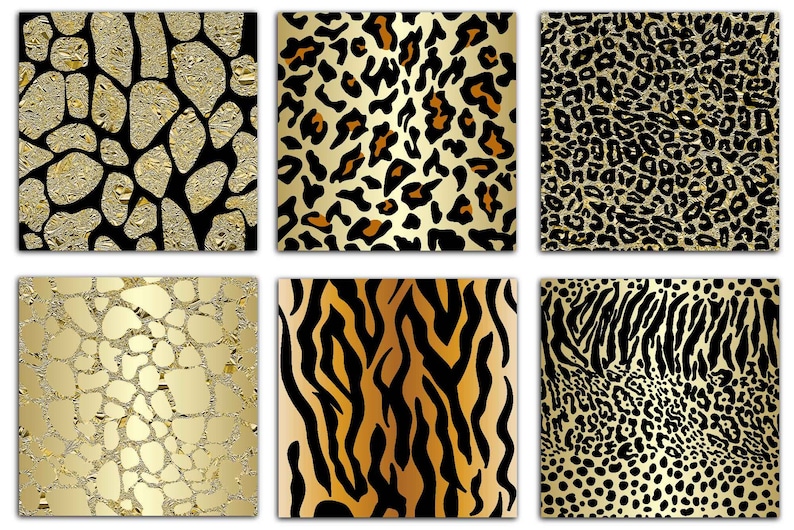 Gold Glitter Safari Animal Print Digital Paper Cheetah Print - Etsy