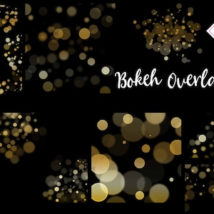 Sovrapposizione bokeh oro, clipart digitale, sovrapposizioni dorate, grafica sfocata, elementi photoshop, luci incandescenti, fata di Natale, divisore di bordi,