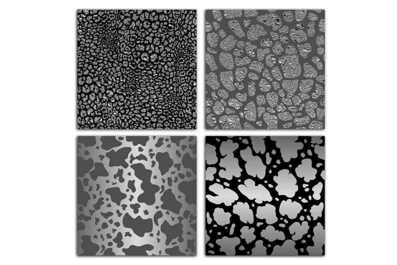 Silver Glitter Safari Animal Print Digital Paper Grey - Etsy