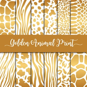 Impressão animal dourada, papel digital, cobra de pele de animal, padrão de crocodilo, pacote de animais de safári, fundos brancos, textura dourada, scrapbooking
