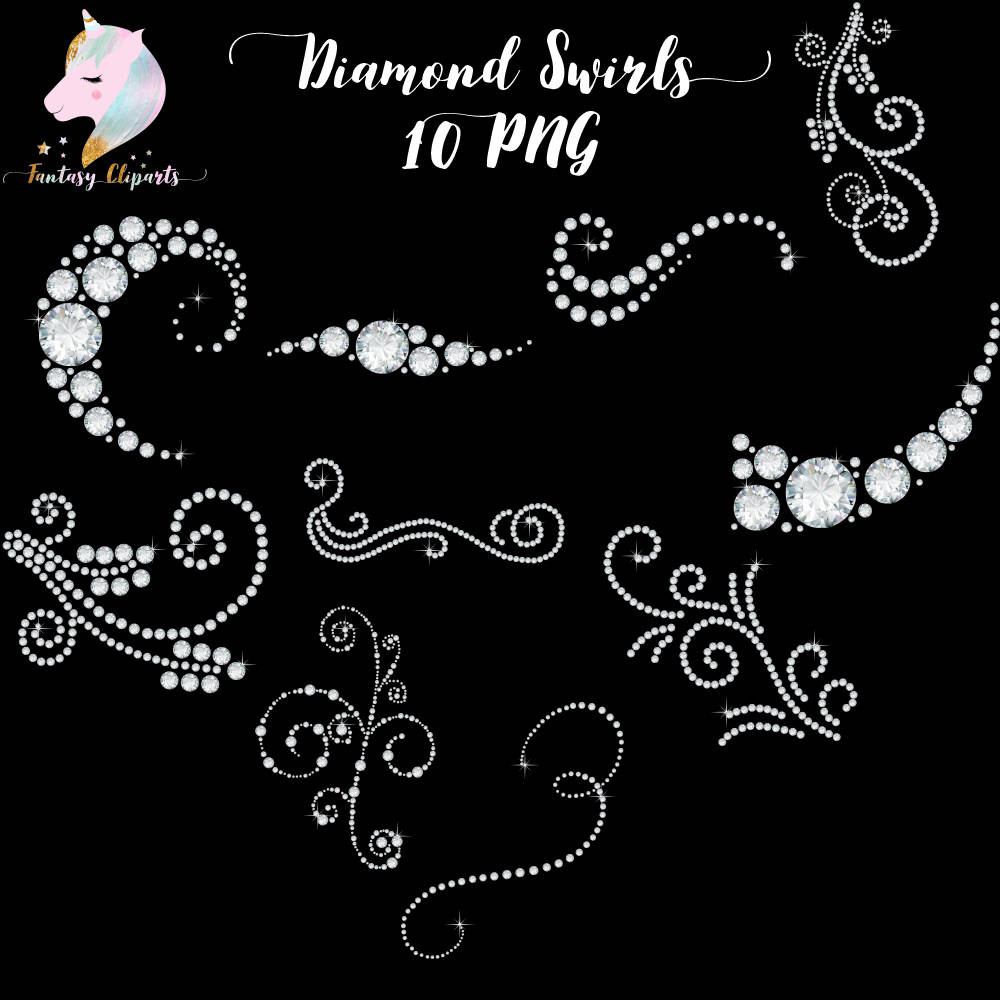 ダイヤモンドの渦巻き、ラインストーンのクリップアート、ダイヤモンドのクリップアート、ダイヤモンドの装飾、輝く宝石、結婚式のグラフィック、PNGの装飾、ファンタジーのクリップアート、  - Etsy 日本, image size:1000x1000