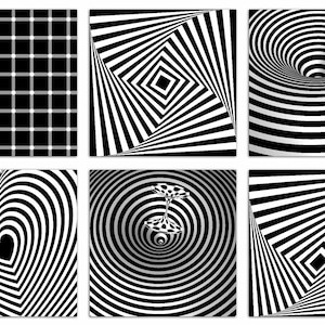 Optical illusion, digital paper, op art sphere, black white, visual psychedelic, 3d pop art, scrapbook print, circular optic, scrapbooking t image 3