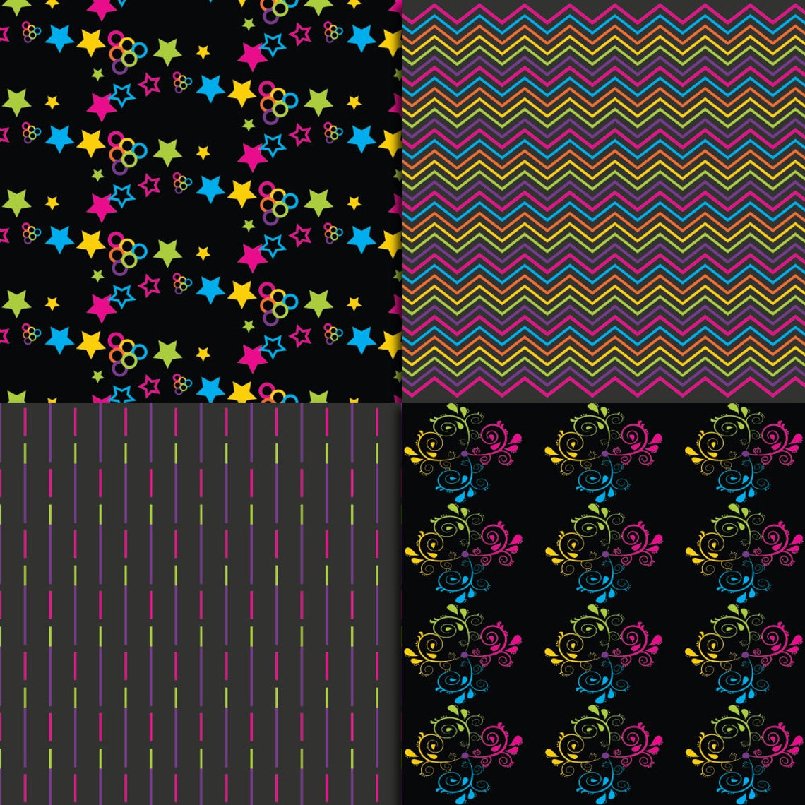 Neon paper pack neon digital paper colorful backgrounds | Etsy