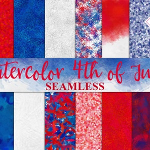 Watercolor 4th july, independance day, red digital paper, blue backgrounds, seamless pattern, watercolour textures, tileable patterns, ombre