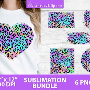 Neon Leopard Print Sublimation Designs Bundle | Colorful Cheetah Sublimation Backgrounds | Funky Animal Print Sublimation Backsplashes PNG