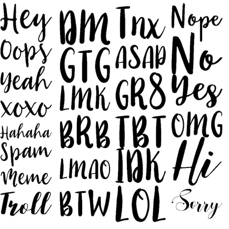 fantasy cliparts, black lettering words clipart letters overlay teen abbreviation Internet word art word clip art png common phrases