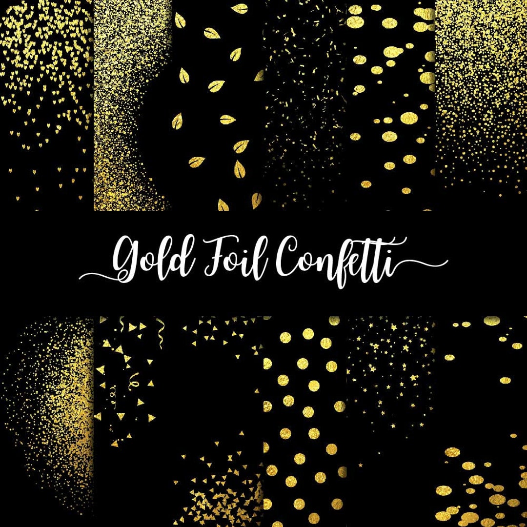Gold Foil Confetti, Confetti Overlay Png, Confetti Clipart, Overlays