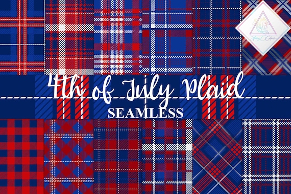 4th of july plaid, independence day, july fourth tartan, seamless patterns, digital paper, red buffalo checks, blue gingham, white flannel c Il_570xn