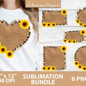 Burlap Sunflowers Sublimation Backgrounds Bundle Leopard Print Backsplashes PNG Animal Print Farmhouse Splashes Country Patches image 1