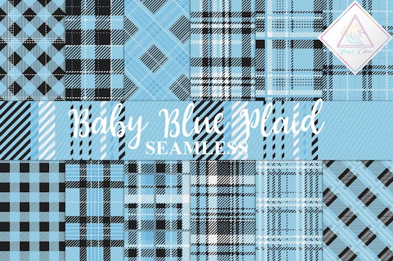 Baby Blue Plaid, Seamless Patterns, Digital Paper, Tartan Textures